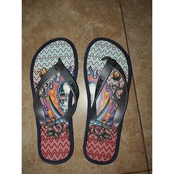 Rare Vintage Unique Men\'s Ed Hardy by Christian Audigier Flip Flops Size 11 / 12 main image 7
